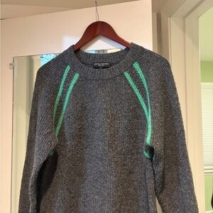 Central Park West Gray Sweater with Green Highlights size small